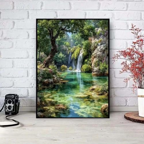 Waterfall Diamond Art Painting Kits for Adults Landscaped Art 12 x 16 inch | Waterfall Design, Includes All Tools, Beginner Friendly, Wall Art Decor, Full Drill Canvas - color: SH176
