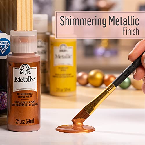 FolkArt Acrylic Paint in Assorted Colors (8 oz), , Pure Gold - color: Pure Gold, size: 8 Fl Oz (Pack of 1)