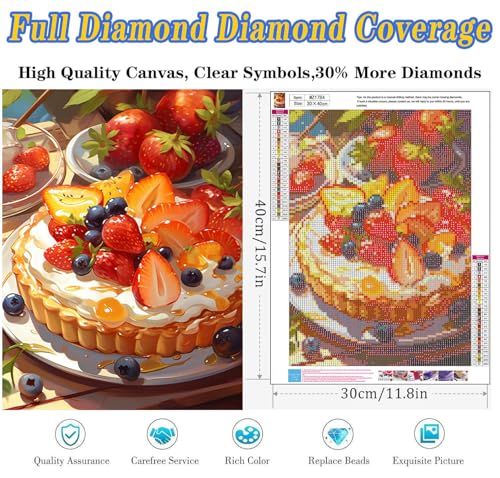 Strawberry Shortcake Diamond Art Kits for Adults, Diamond Painting 12x16 in | Full Drill Diamond Painting Kits For Adults, Diy Round Paint By Diamonds For Home Decor Gifts 12x16 Inch - color: Strawberry Shortcake
