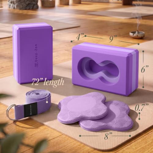 Yoga Blocks Wrist Support; Yoga Blocks 2 Pack with Knee Pads and Strap to Put Less Weight on Wrists; Durable, Versatile Yoga Brick Exercise Block Set, Blocks Yoga - color: Purple
