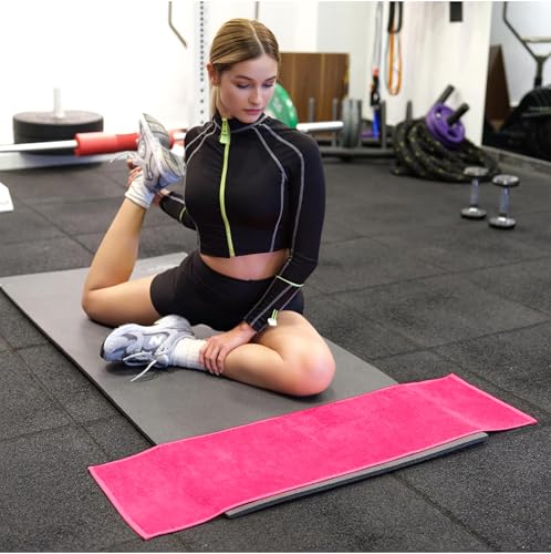 NUKURA 12” x 40” Gym Sweat Towel, 450 GSM, 100% Cotton, High Absorbency, Extra Soft & Quick Dry Workout, Yoga, Pickleball, Padel, Fitness Towel – Pink - color: Pink