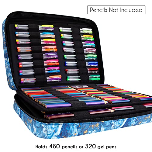 YOUSHARES Big Capacity Colored Pencil Case - 480 Slots large Pen Case Organizer with Multilayer Holder for Prismacolor Colored Pencils & Gel Pen (Quicksand Gold) - color: Gold