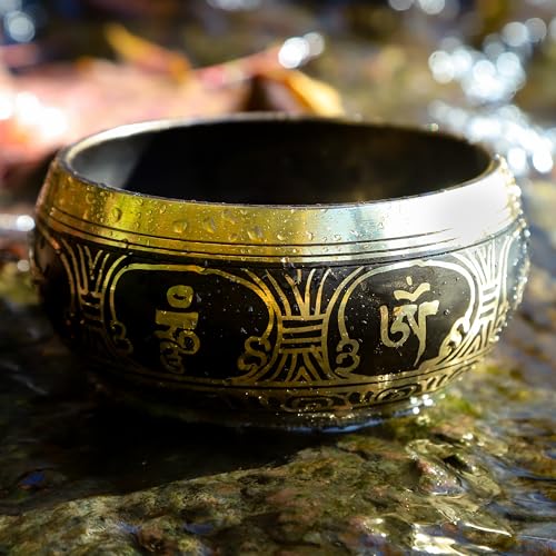 Tibetan Singing Bowl Set, Hand-Painted, Meditation, Made in Nepal, 4" - size: 4 inch