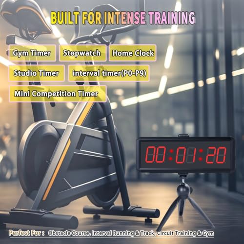 Gym Timer 1.5 Inch Large LED Display with 360° Start/Stop Button, Stopwatch and Interval Timer for Home Gym, Obstacle Course, HIIT Workouts - size: 1.5inch