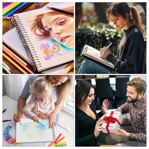 4 Pack Mixed Media Sketchbook 9×12 in, Spiral Bound, 200 Sheets Sketch Pads | 160gsm Acid-Free Paper, Flat-Lay Spiral Design, for Dry Media, Mixed-Media Project & Back-to-School Gifts - color: fruit, size: 9 x 12 inch (4 pack)