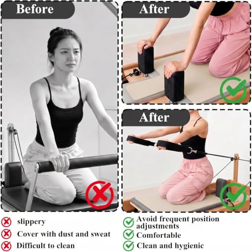 QCWN Non-Slip Pilates Reformer Mat Cover, 39" x 24" Pilates Machine Towel with Headrest Cutout, 0.8mm Sweat-Wicking Micro-Suede Foldable Mat for Female Pilates Enthusiast Exercise Matfor Pilate Training Yoga - color: Beige
