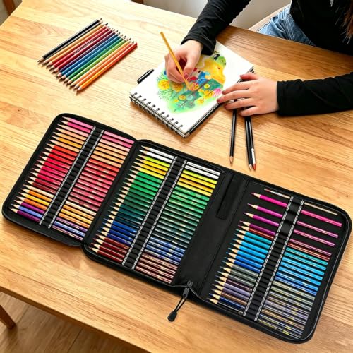 Mifuner 72 Colored Professional Drawing Set with Zipper Pencil Pouch | Portable Travel Colored Pencil Case,Sketching Shading Blending Art Supplies,Gifts for Artists Adults Beginners. - color: Set-72 Colored
