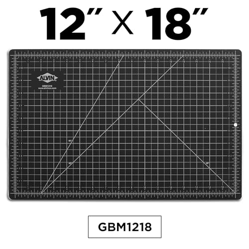 ALVIN GBM Self-Healing Cutting Mat 12 x 18 inch | Double-Sided Green/Black | 5-Layer Gridded Surface for Arts, Crafts and Sewing - Model GBM1218 - size: 18"L x 12"W