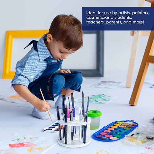 U.S. Art Supply Plastic Artist Round 50 Hole Paint Brush Holder & Organizer | Holds Paintbrushes, Makeup Cosmetic Brushes, Pencils, Pens, Markers, Art Tools, Desk Stand - Students, Teachers - size: 50 Hole