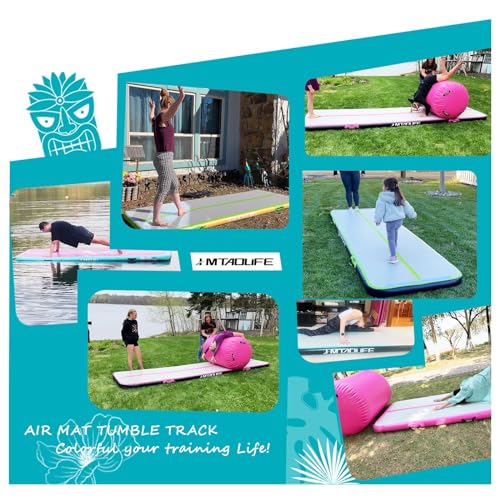 Gymnastics Air Roller Air Barrel, Inflatable Tumble Roller Mat, Air Roller Gymnastics Barrel Kids Back Somersault Backbend Trainer for Yoga Training Cheerleading Home Use - color: Mintgreen, size: 39inch*24inch-have pump