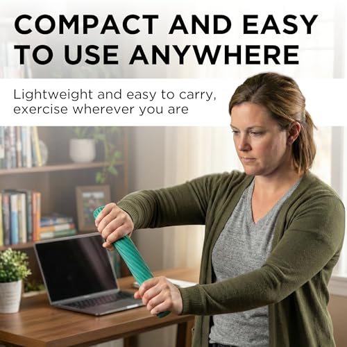 THERABAND FlexBar Resistance Bar, Tennis Elbow, Physical Therapy, M, Green | Flex therapy bar for physical therapy, wrist and forearm exercise, with non slip grip and compact design - color: Green - Medium, style: Original