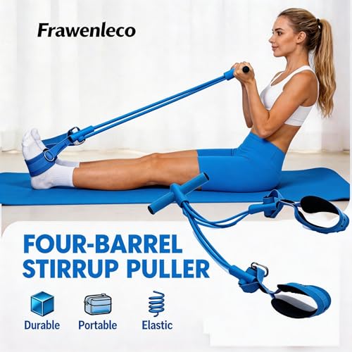 Fitness Resistance Bands with 4 Tube Pedal Ankle Puller, Elastic Yoga Pedal Stretch Band for Exercise, - color: Blue