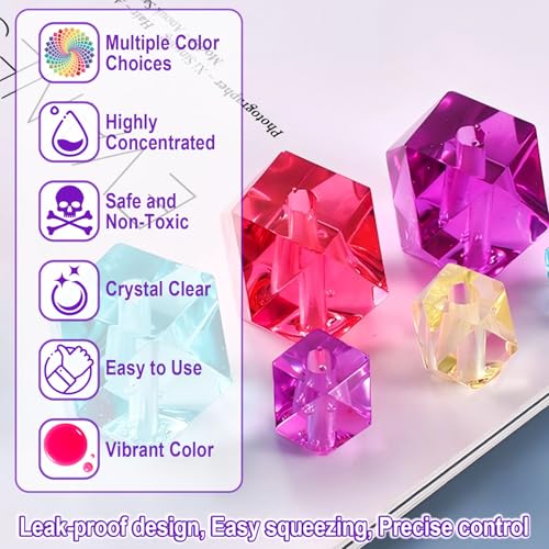 Epoxy Resin Color Pigment – 48 Vivid Colors Liquid Epoxy Pigment, Highly Concentrated, Translucent Resin Dye for Art, DIY, Jewelry & Crafts – Each 6ml/ 0.25 oz - color: 48 Colors-6ml