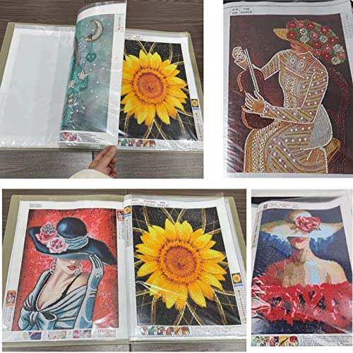 A3 Diamond Painting Storage Book, 60 Views Art Portfolio Presentations Folder with 30 Pages Protectors, 17.3x12.8in - color: Pink