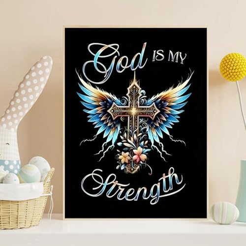 Diamond Art Kits for Adults,Christian Cross Diamond Painting Kits for Adult | Religious God Stress Relief Full Round Drill Heartfelt DIY Gift Strong Adhesive Wall Decor HD Canvas 11.8x15.7in 30x40cm - color: Cross, size: 11.8x15.7 in(30x40 cm)