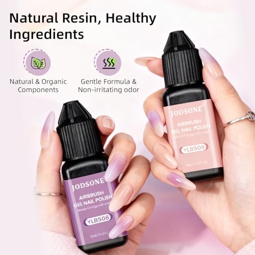 JODSONE Airbrush Gel Nail Polish Set 20 Colors No Dilution Fine Mist Nail | White Blue Pink Purple for Ombre French Nail Art Design Nail Airbrush Paint Gel Nail Polish Ideal for Home Salon Use - color: Airbrush-4