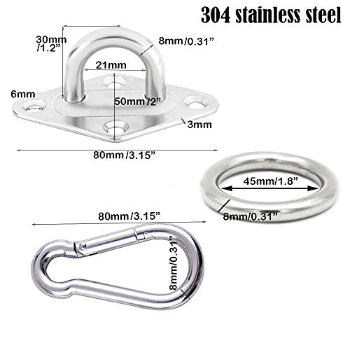 TooTaci 2Pcs Hammock Hook Snap Hooks and O Ring Heavy Duty - size: M8 + O Ring & Screws