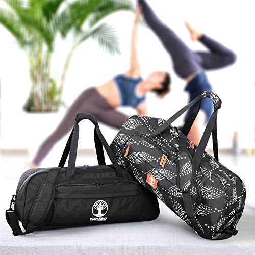 Yoga Mat Bag Carrier with 8-Pocket & Wet Pocket, Air Vent | Large Yoga Mat Holder Fits Thick Mats & Blocks | Gym Duffle Bag for Women & Men - color: Black
