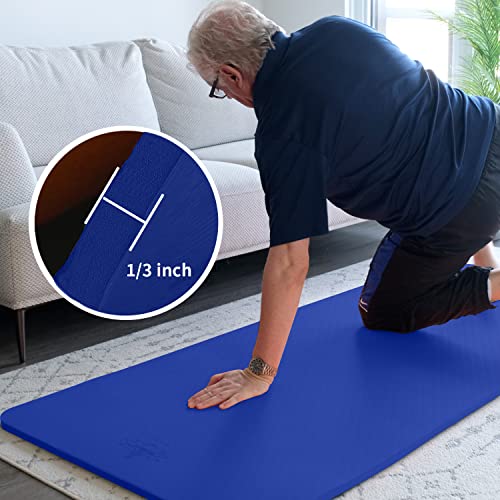 Hatha Yoga TPE Yoga Mat 72"x 27"x1/3" Non-slip Exercise Mat - color: blue