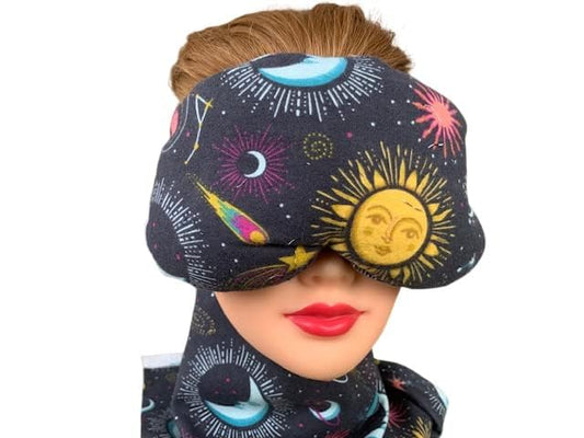 Eye Mask Lavender Eucalyptus, Sinus, Herbal Pack, Hot Cold Pack, Heat Wrap,Organic, Flax Seed, Microwave Therapy, Sleep Mask, Yoga Meditation Eye Pillow, Celestial Icons