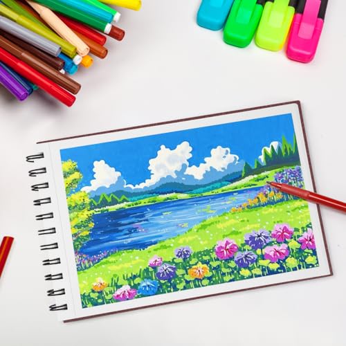 5.8x8.3in Sketch Book, 60Sheets Spiral Bound Notebooks, Bright White 92lbs/150gsm Acid-Free Drawing Paper for Painting,Sketching, Professional Sketch Pad for Artists, Beginners. BW-Wine Red - color: Bright White-Wine Red