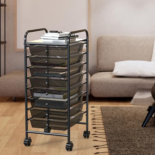 Simple Houseware 8 Drawers Rolling Utility Cart Art Craft Storage, Black - color: Black, size: 8 Drawers
