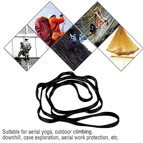 NRC&XRC Aerial Yoga Hammock Daisy Chain, 22kN Adjustable Strap With Loops, Climbing Strap Nylon Sling, No Stretch (150mm) - color: black
