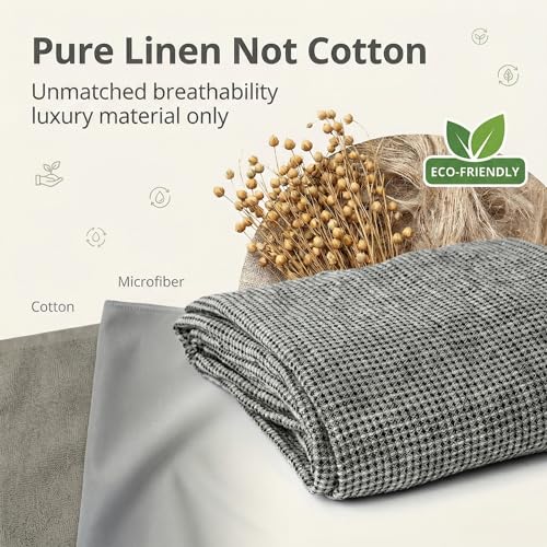 100% Linen Bath Towel 30x60-inch Waffle Weave Black-Natural Thin Quick Dry - color: Black Natural, size: Bath Towel