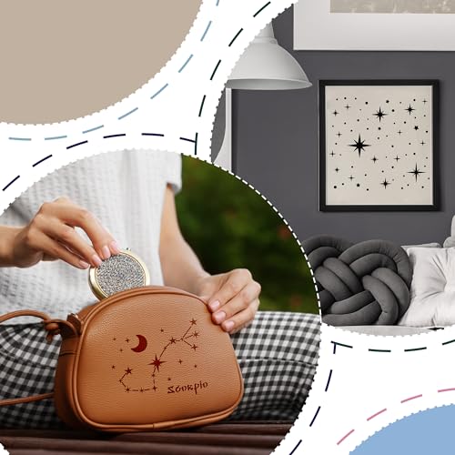 Keluna Star Stencils for Wall Decor - 16 Pcs Reusable Star Moon Zodiac Constellation Stencils for Wood, Canvas, Furniture - style: star
