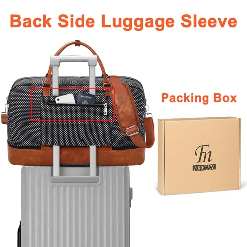 IBFUN Weekender Bags for Women, 21" Travel Duffle Bag with Shoe Compartment - color: D2-Polka Dot