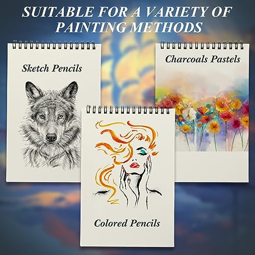 Jexine 20 Pcs Sketch Book Bulk 5.5"x8.5" Top Spiral Bound,Mixed Media | 30 Sheet Each 100gsm Drawing Paper, Sketch Pads for Painting, Artist Sketchbooks Bulk, Art Paper for Students - style: Mixed Media