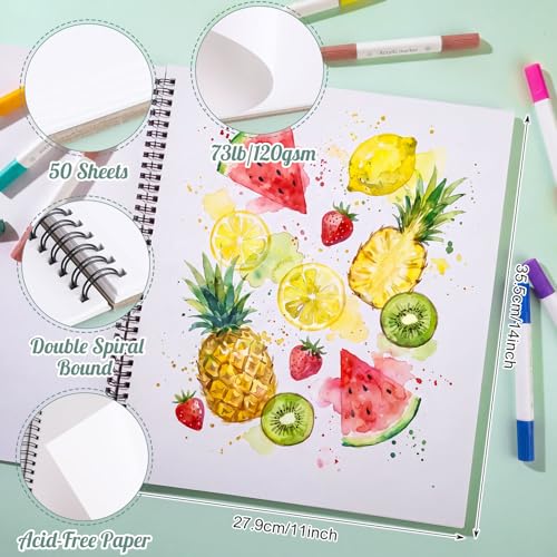 11×14 Marker Paper Pad, 50 Sheets, Bleedproof Spiral Sketchbook | 120gsm Acid-Free Paper, Smooth for Alcohol Markers, Pencils & Acrylics, Tear-Off Pages, Lays Flat for Sketching - color: Classic, size: 11×14 inch (50 Sheets )