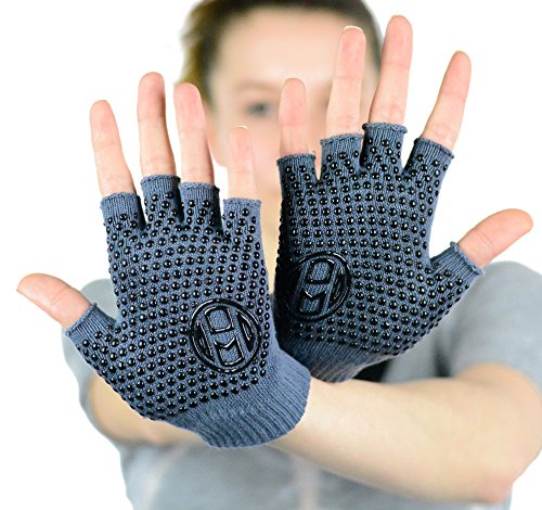 Mato & Hash Yoga Pilates Fingerless Exercise Grip Gloves - color: Grey, size: 3 Pack