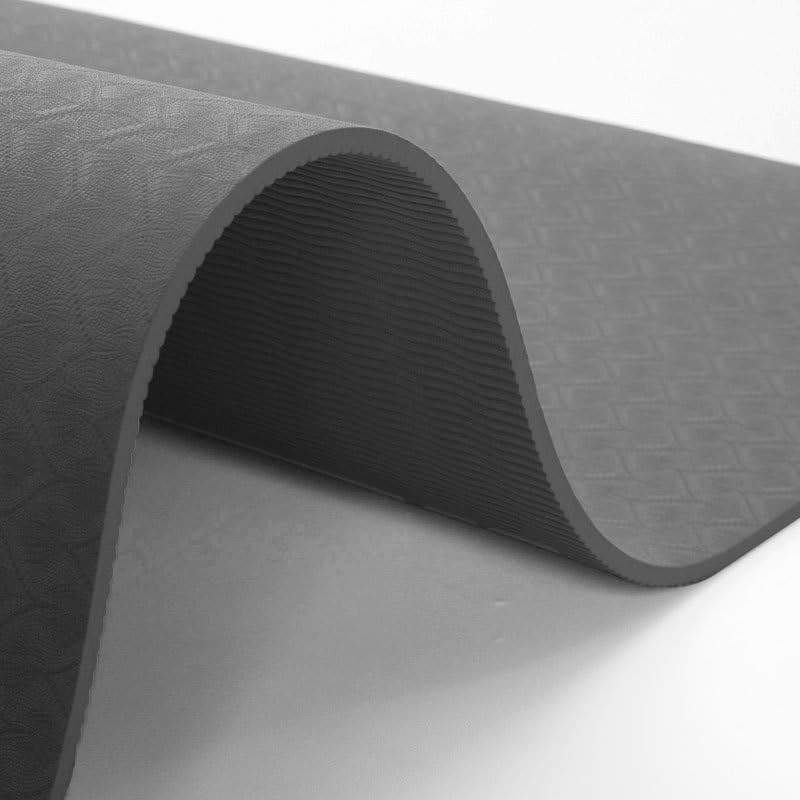 Premium TPE Yoga Mat – 8mm Thick & Double-Sided Non-Slip | Eco-Friendly | Extra Wide 80cm | Joint Protection - color: Black, size: 72*24*0.31in