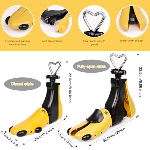 2Pack Shoe Stretcher For Men Women, Adjustable Boot Stretcher For Wide Feet - color: Yellow, size: Women 10.5-14,Men 9.5-14