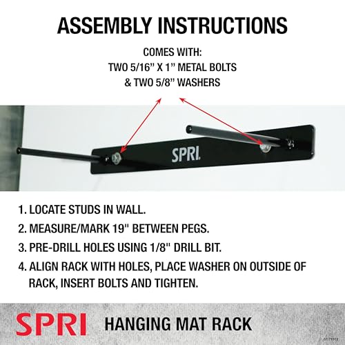 SPRI Hanging Exercise Mats for Gyms, Closed-Cell Foam Yoga & Fitness Mats with Grommets, Thick Workout Mats for Studios & Group Fitness Classes - color: Rack