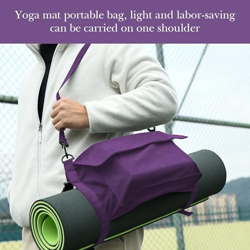 LUEXBOX Yoga Mat Bag with Liner Partition Storage Pockets, Oxford Cloth Yoga Pat Carrier with Large Zipper Pocket, Adjustable Shoulder Strap Yoga Rug Carrying Bag for Women - color: Purple
