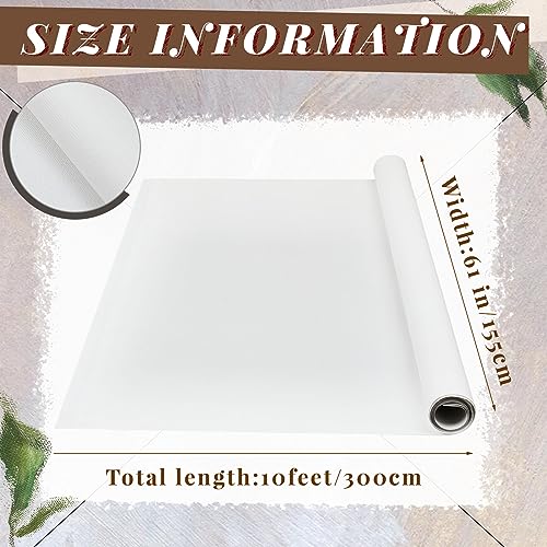Kinlop 61 Inch X 10 Feet Double Primed Cotton Canvas Roll, White | Double Primed for Oil and Acrylic Painting, Artist Grade Cotton, Rolled White Canvas for Art, Ready to Stretch - color: White, size: 61 Inch X 10 Feet