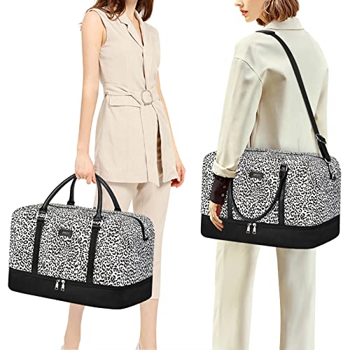 IBFUN Weekender Bags for Women, 21" Weekender Travel Bag, Travel Duffle Bag with Shoe Compartment Carry on Overnight Duffel Bag for Weekend Travel Business Trip, 3PCS - color: B2-Canvas-Leopard