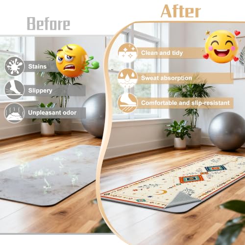 Hot Yoga Towel Non Slip, Ultra-Absorbent Yoga Mat Towel, Soft with Printed Design, Machine Washable, Yoga Pilates Towel Suitable for Exercise, Pilates, Yoga, 72x27in.Two Diamond - color: Two Diamond