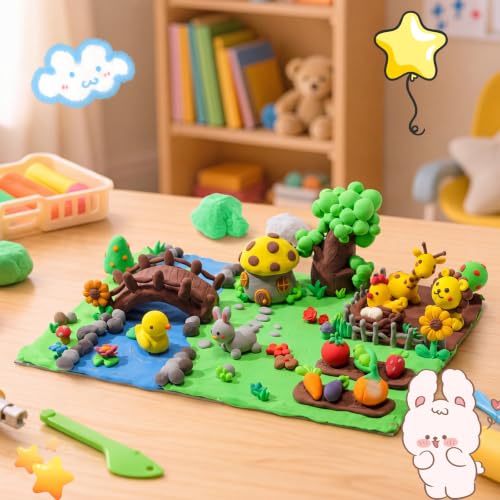 VioraWhite 72 Pcs 38oz Air Dry Clay Bulk Modeling Clay,Forest Colors | Ultra Lightweight Foam Modeling Clay for Kids Adults, DIY Gifts Party Arts Crafts, School Project Supplies - color: Forest Colors
