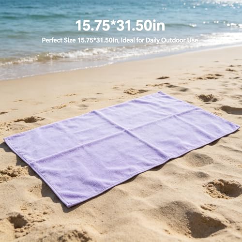 Microfiber Towel Perfect Travel Gym Camping, Quick Dry Fast Drying Sports Towel, Lightweight Compact Absorbent, 15.7x31.5 Inches for Beach Swim Shower Backpacking - Purple