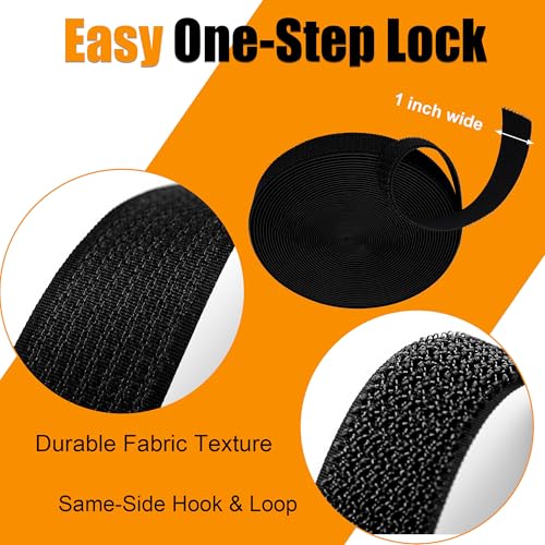 32ftx1in Hook Loop Strap with 50 Buckles Reusable Nylon Fastening Cable Tie