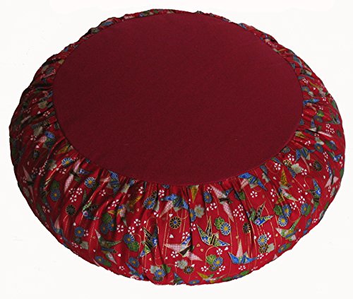 Meditation Cushion Zafu Pillow- Limited Edition - Origami Peace Crane - color: Thousand Cranes Origami