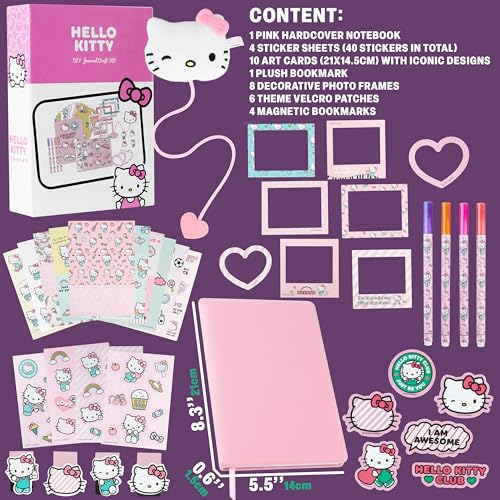 Get Trend Hello Kitty Sanrio Scrapbook Kit for Kids with Notebook, Stickers, Pens, Bookmarks, Frames, Patches, Kawaii Art Supplies, Gifts for Kids (Multi Hello Kitty) - color: Multi Hello Kitty
