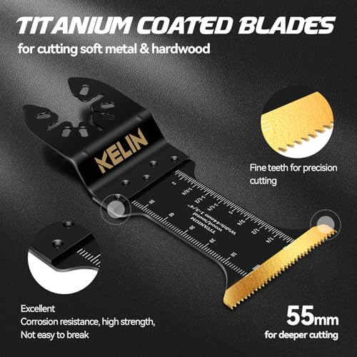 18PCS Titanium Oscillating Tool Blades, Universal Multitool Blades | Multi Tool Blades Stainless Steel Scraper,Semicircle for Light Metal Sheet Pipe and Wood (NOT for Star Lock Interface) - size: 18 PCS (with Scraper & Semicircle Kit)
