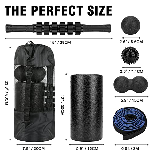 Foam Roller Set - High Density Back Roller, Muscle Roller Stick - color: 12-inch Foam Roller