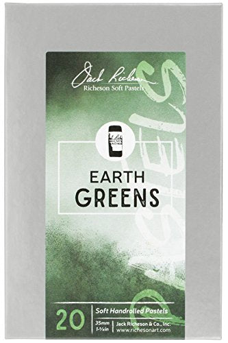 Jack Richeson 422975 Color Value Hand Rolled Soft Pastel Set (20 Piece), Earth Greens