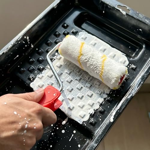 Paint Roller Kit 10 Piece, 4 Inch Microfiber Paint Roller Frame with Mini Plastic Paint Tray, House Painting Supplies, High Absorbency, Reusable & Easy to Clean