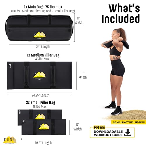 Sandbags for Working Out, Workout Sandbag Unfilled, - color: Dark Gray, size: Medium (15-75 lbs)